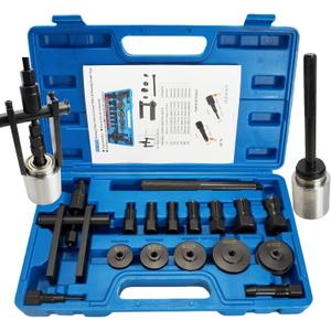 16PCS Bicycle Blind Hole Bearing Puller Set with Bearing Press Kit for Bearing Installation Internal Bearing Extractor Puller Kit for Bearing Removal with Two-Jawed Puller & 7PCS Expandable Collets