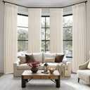 Sheer Pinch Pleated 90 Inch Curtains 4 Panels Set for Sliding Glass Doors, Ivory Beige Memory Trained Thick Linen Light Filtering Rustic Window Drapes Birch Living Room Curtain 40 x 90 Inches Long