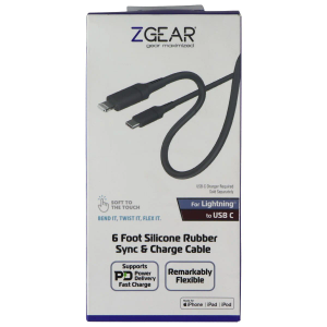 ZGEAR 6FT Silicone USB-C to Lightning 8-pin Cable - Gray
