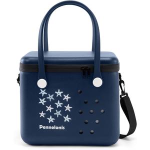 Portable Hard Cooler 10L with Hanging Hole Design, Long Strap & Side Lift Straps, Leak-Resistant Insulated Ice Chest Stays Cold for 48H for Camping S, Royal Blue Print