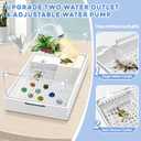 GOZILLA Large Turtle Tank Kit+Water Pump, Acrylic Turtle Tank Starter Kit with Adjustable 5W Water Pump and Two Shower Heads, Multi-Functional Area for Small/Medium Turtles(Large-White Kit)