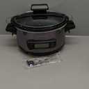 Hamilton Beach Portable 6 Quart Set & Forget Digital Programmable Slow Cooker with Lid Lock, Temperature Probe, Dishwasher Safe Crock & Lid, Black Stainless (33866)