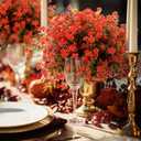 Hoteam 36 Bundles Artificial Fall Flowers for Outdoor Fake Autumn Flower Plants Boxwood Faux Plastic Shrubs Plants for Patio Porch Garden Hanging Vase Pots Home Decor (Bright Style)