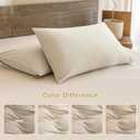 Sanracie Queen Size Comforter Set, Washed Cotton Linen Feel Bedding Comforter Sets 3 Pieces(1 Solid Wheat Colored Comforter +2 Pillowcases) Soft Lightweight Aesthetic Bedding Sets Queen All Season