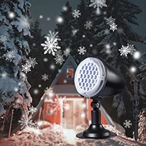 Christmas Snowfall Projector Lights,Rusoso Christmas LED Projector Lights,IP65 Waterproof White Snow for Outdoor Indoor Decoration Lighting on Halloween Birthday Wedding Party