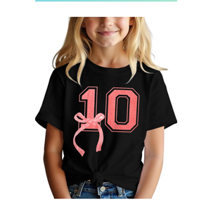 CM C&M WODRO 10th Birthday Shirt Girl Pink Bow Graphic Tee 10 Year Old Birthday Party T-Shirt Girl Summer Short Sleeve Tops Size L