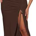 SOLY HUX Women's Cut Out Ruched Halter Dress High Split Drawstring Bodycon Maxi Vacation Dresses (Large)