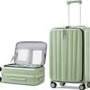 Hanke 26 Inch Large checked Luggage PC Hard Shell luggage Top Opening Aluminum Frame Travel Luggage Suitcases with Wheels for Woman Men.(Bamboo Green)