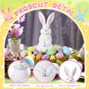 Bucherry 17 Pcs Cute Bunny Table Centerpiece Spring Tray Decorations Include Resin Bunny Decor 15 Pastel Faux Eggs and Raffia Grass Resin Rabbit Statue Table Centerpiece for Tables Spring Home Decor