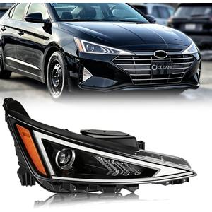 Headlight Assembly Compatible with Hyundai Elantra 2019-2020, [w/o DRL] Passenger Side Halogen w/Bulbs Clear Lens Black Housing Amber Reflector, OEM#: 92102-F3500, 1 PC