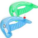 Zcaukya 2 Packs Inflatable Pool Float Chairs, Water Lounge Floaties for Adults with Cup Holder and Backrest, Floating Tube Armchairs for Swimming Pool Summer Parties (Green & Blue)