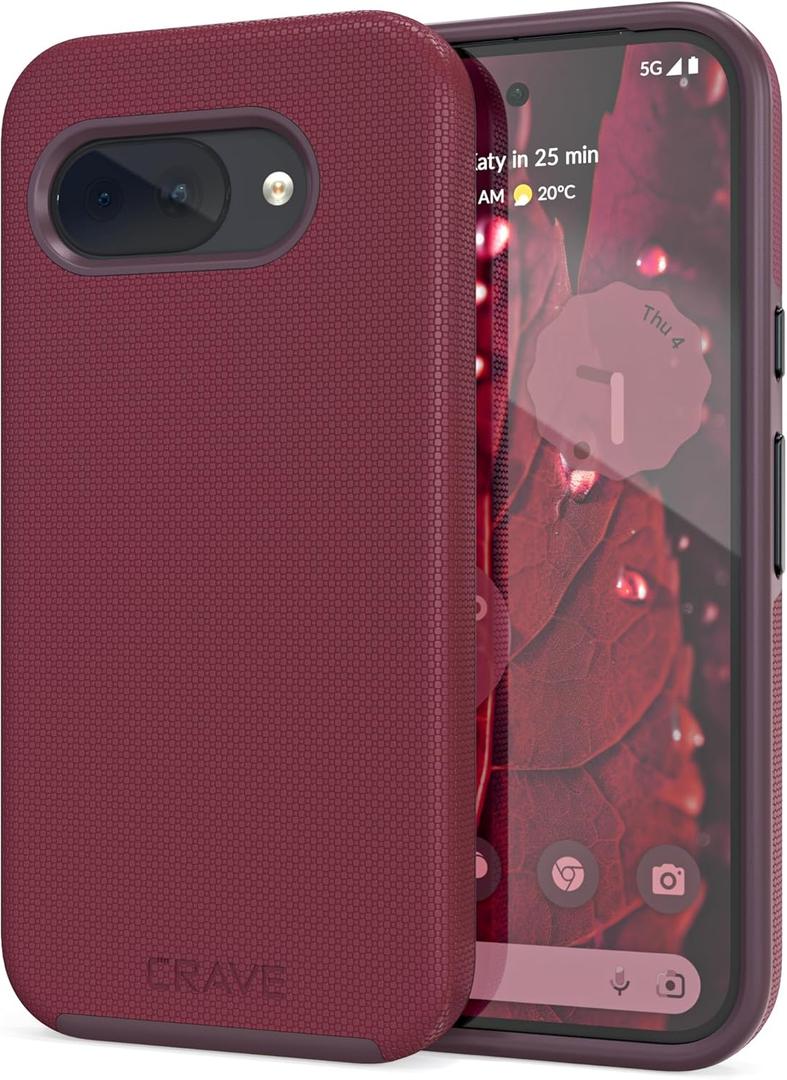 Crave for Google Pixel 9a Case, Shockproof Protection Dual Layer Case for Google Pixel 9a (6.3 inch) - Berry