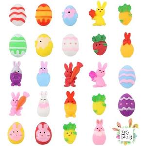 24 Pcs Easter Mochi Squishies Toys,Mini Chick Bunny Mochi Squeeze Easter Toys for Kids Party Favor,Cute Stress Relief Easter Egg Filler Basket Stuffer Gifts