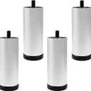 Murtenze 4 PCS 4 Inch Metal Furniture Legs - Adjustable Height Sofa Replacement Legs with M8 Thread - Round Modern Silver Sofa Feet for Couch, Furniture, Chairs, Bed (Add Height 100mm)