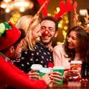 Charmount 100Pcs 12 Oz Christmas Disposable Paper Coffee Cups with Lids, To Go Coffee Cups for Hot Chocolate, Cocoa, Hot Tea, Drinks and Christmas Party and Coffee Bars Decoration Supplies