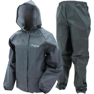 FROGG TOGGS Youth Ultra-Lite2 2-Layer Waterproof Breathable Rain Suit (Large, Carbon Black)