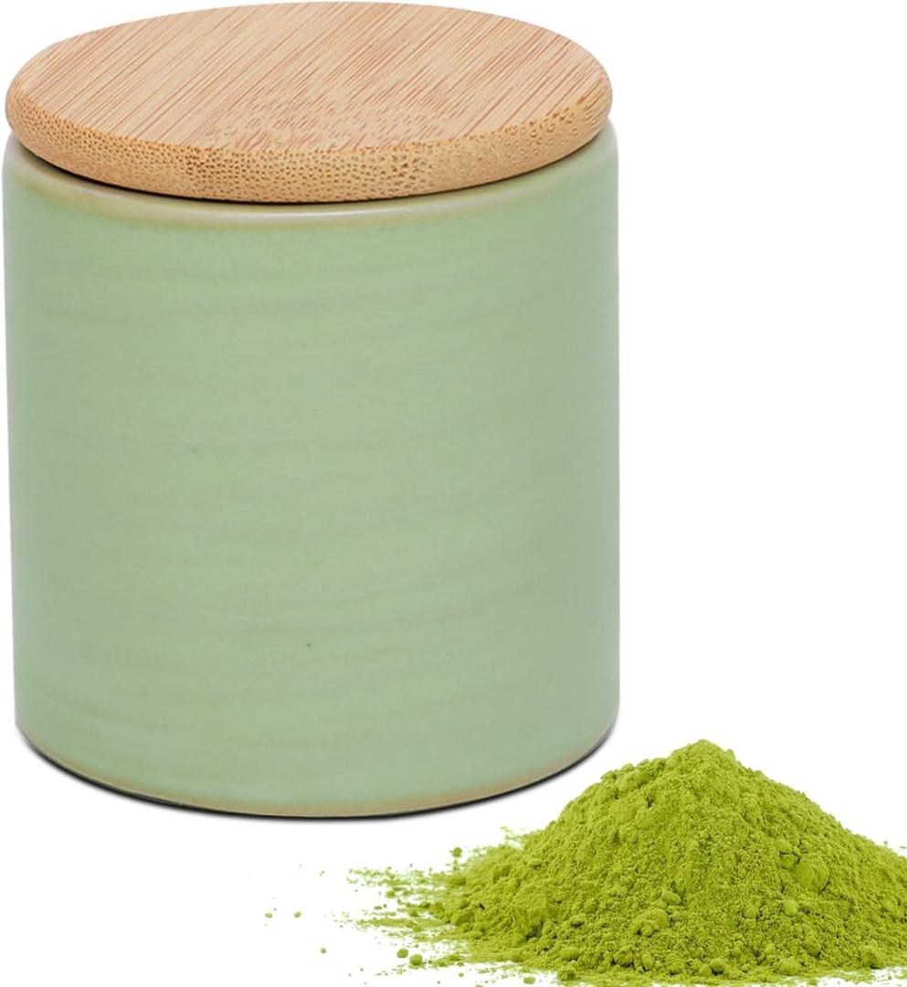 Artcome Ceramic Matcha Powder Container with Bamboo Lid - Airtight & Stylish for Matcha Storage