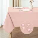 Veblandy 2 Pack Rectangle Tablecloth, 60x84 inch, Water Resistant Wrinkle Free Linen Textured Table Cloth Washable, Decorative Fabric Table Cover for Dining, Party and Camping, Pink