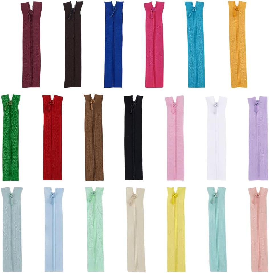 FINGERINSPIRE 20 PCS Tiny Zippers for Doll Sewing Clothes 4.7 inch Long 20 Colors Nylon Zipper Fastener with Alloy Zipper Puller Colorful Mini Zippers for Clothes Wallet DIY Sewing Accessories