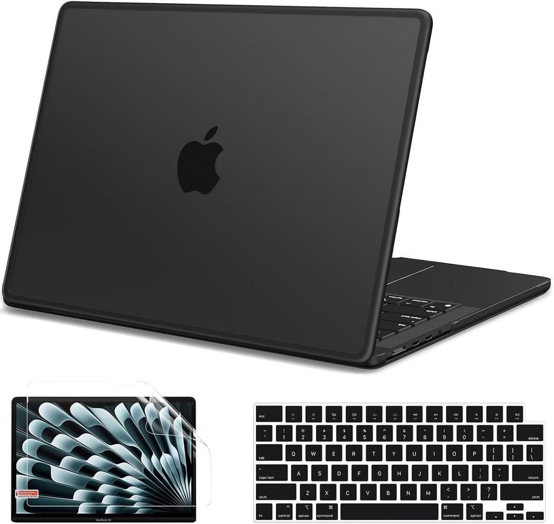 G JGOO Compatible with MacBook Pro 14 inch Case 2026-2021 M5 Pro/Max M4 M3 M2 M1 A3427 A3426 A3434 A3112 A3185 A3401 A2918 A2992 A2779 A2442, Anti-Crack Soft TPU Bumper Hard Shell Case, Frosted Black