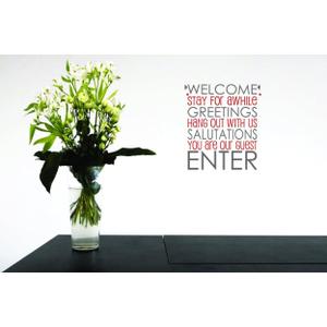 Design With Vinyl Design With Vinyl Wall Decal Welcome Stay for Awhile Motivational Wall Decal for Boys Girls Bedroom - Size: 17" X 24"