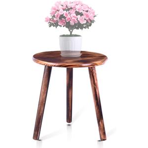Mid Century Wooden Plant Stand - Tall Planter Table, 12 inch Round, Small