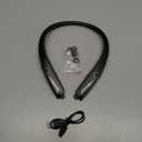 Tyxmere Bluetooth 5.3 Neckband Bluetooth Headphone, Sweat Resistant Noise Cancelling Stereo Headphones, and Retractable Ear Tips for Music, Conference, VideosBright Black