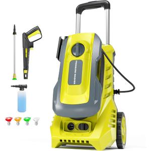 Electric Pressure Washer 4800PSI-Max 3.2GPM Power Washer Wash Machine Electric Powered with Foam Cannon for Car, Floor, Garage, Patio Washing, Yellow
