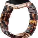 Wongeto Compatible with Apple Watch Band 38mm 40mm 41mm 42mm 44mm 45mm 49mm Women Men,Light Resin Strap Bracelet Replacement for iWatch SE Series 10/9/8/7/6/5/4/3/2/1/SE/Ultra(Rose Gold+Tortoise