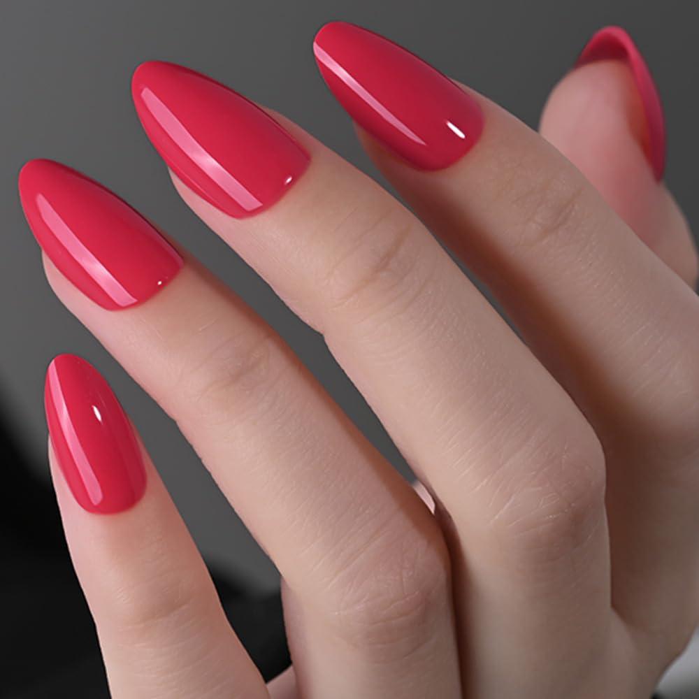 2 x evpct Glossy Press on Nails Short Almond Short for Women, Red Fake Nail with Kits Salon Quality Reusable Stick on Nails In 15 Sizes 30Pcs Full Cover False Nail Soft Gel Set Kit for Gift, 21 (30 Fl Oz (Pack of 1))