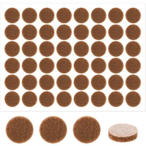 48 Pcs Felt Cabinet Door Bumpers, 1/2 Inches Diameter Self Adhesive Felt Pads Brown Furniture Pads for Cabinet Doors Kitchen Floor Drawers Cupboards