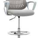 Yapamar Tall Office Chair with Adjustable Height, Ergonomic Computer Standing Desk Stool with Adjustable Footrest Ring, High Office Chair for Counter Height Desk (Grey)