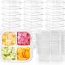 Peohud 50 Pack Clear Bento Snack Containers, 4 Compartment Food Storage Containers, Reusable Meal Prep Containers, Plastic Divided Bento Boxes with Lids for Lunch, Work, Travel