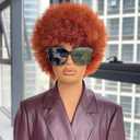 8 Inch 70s Afro Wig Short Afro Wigs for Black Women Bouncy Fluffy Kinky Curly Wig Synthetic Hair for Daily and Party (ginger)