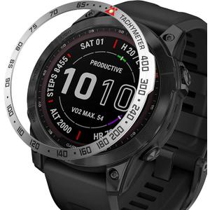 Bezel Ring Compatiable with Garmin Fenix 7X, Stainless Steel Bezel Ring Adhesive Cover Anti Scratch & Collision Protector for Garmin Fenix 7X Sapphire Solar (Silver - Not for 7/7S)