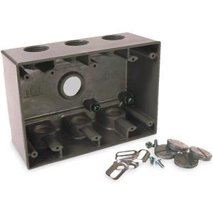BELL 5390-0 3-Gang Weatherproof Deep Box, Seven 3/4 in. Threaded Outlets, Gray