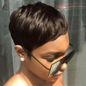 Pixie Cut Wig Human Hair for Black Women Short Brown Human Hair Wigs Glueless Short Pixie Wig Boy Cut 4# Color 4 inch