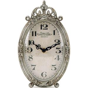 NIKKY HOME Vintage Table Clock, Silent Non-Ticking Battery Operated Desk Shelf Mantel Small Metal Clock for Living Room Decor - Retro Silver