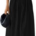 PRETTYGARDEN Women 2026 Summer Elegant Strapless Maxi Dress Tube Top Dress A Line Flowy Long Wedding Party Cocktail Dresses(Black, Small)