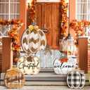 Set of 6 Farmhouse Outdoor Thanksgiving Fall Decoration for Home Pumpkin Thanksgiving Fall Porch Signs Decoration Standing Thankful Grateful Blessed Welcome Sign for Front Porch Garden Party, (Rustic)