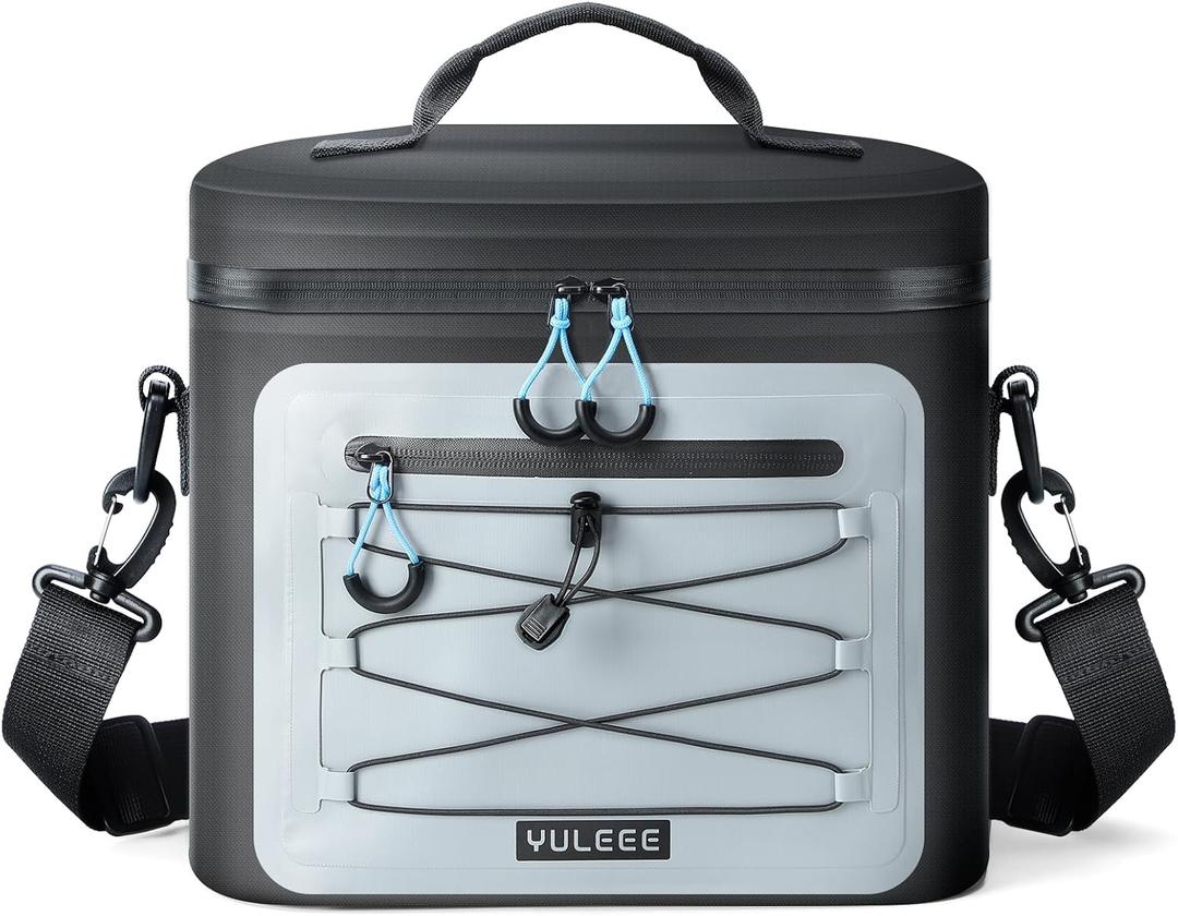 Cooler Bag, 7/16/30 Can Soft Sided Small Portable Insulated Cooling Pack, Everyday Lunch Cooler, Leakproof Ice Chest for Beach, Camping, Travel, Picnic (Black)