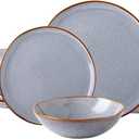AmorArc Ceramic Dinnerware Sets,Handmade Reactive Glaze Stoneware Plates and Bowls Sets,Highly Scratch Resistant | Dishwasher & Microwave Safe Dishes Set,Service for 4 (12pc)