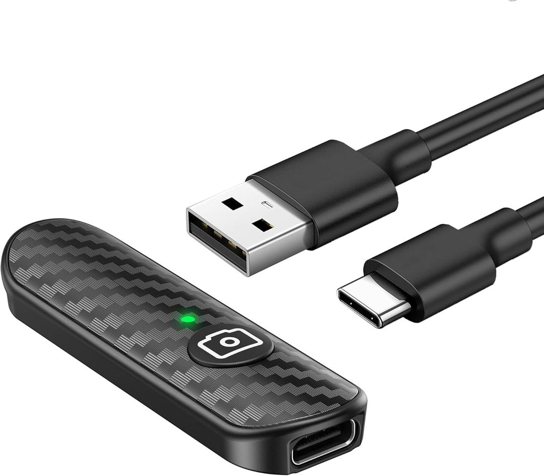 ATUMTEK Bluetooth Remote Shutter, Carbon Fiber Design, Rechargeable Camera Remote Control for iOS & Android Smartphones, Compact and Portable, with Type-C Charging, 10m Remote Range, Bluetooth 5.0