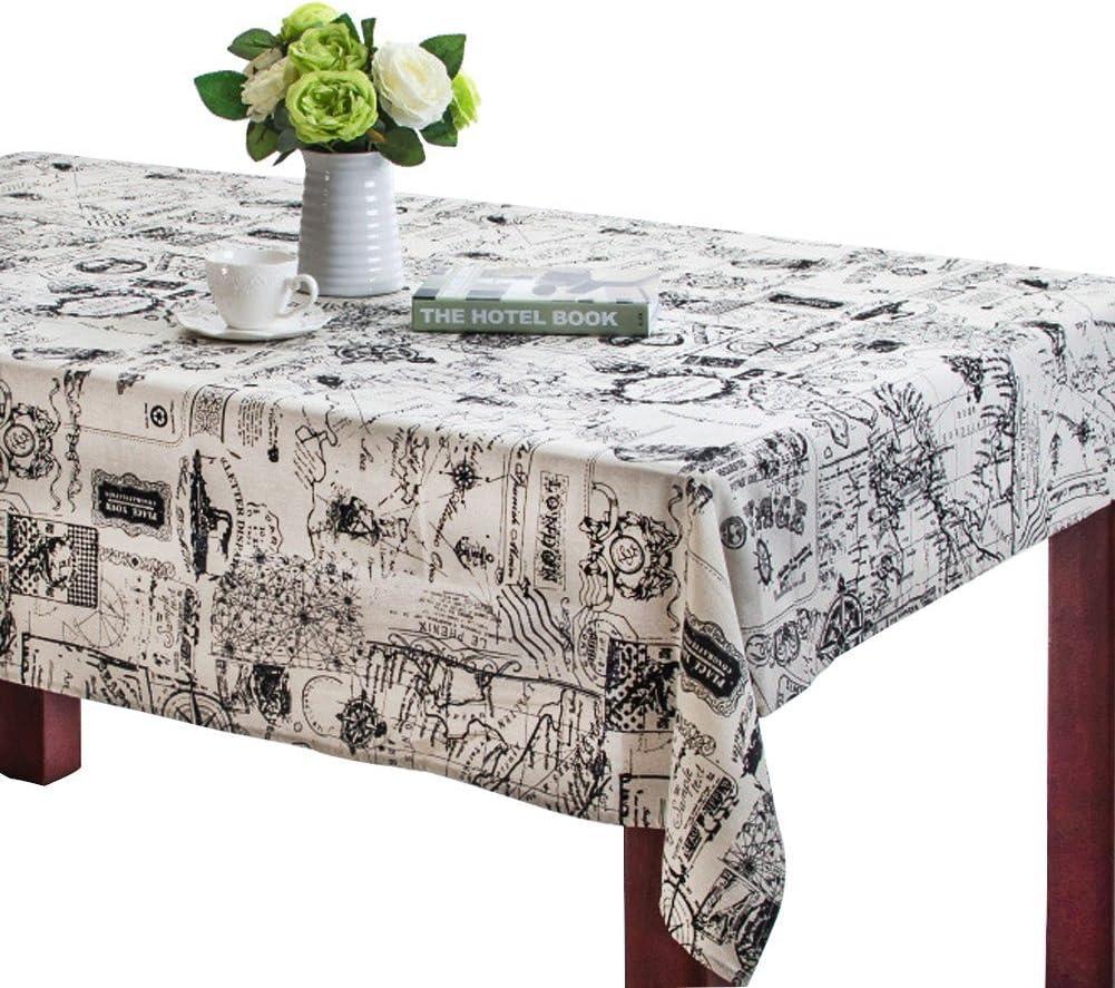 Bringsine Rectangular Cotton Linen World Map Washable Tablecloth Vintage Rectangle Dinner Picnic Table Cloth Home Decoration Rectangle/Oblong, 55 x 71 Inch