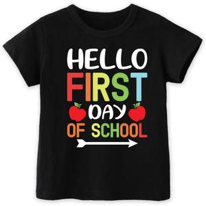 First Day of School Shirts for Boys Girls Kids, Back to School Shirt for Toddler, Happy First Day of School Funny Tee (Yellow)