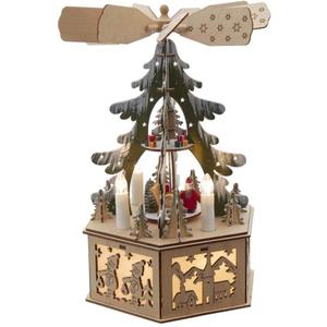 Kurt S. Adler 11-Inch Battery-Operated Light-Up Wooden Tree Scene with Windmill