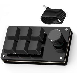 SIKAI CASE Programmable Macro Keyboard,6 Key Macro Mechanical Gaming Macro Keypad,Custom Knob KeyPad, Hot swappable Switch Gaming Keyboard,Wired programmable keypad with Drawing Programming Video (Balck)