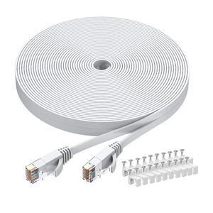 BUSOHE Cat6 Ethernet Cable 40 FT White, Cat-6 Flat RJ45 Computer Internet LAN Network Ethernet Patch Cable Cord - 40 Feet