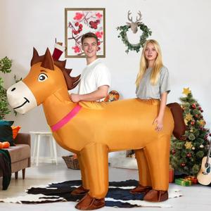 Couple Inflatable Horse Costume for Adult Valentine Blow Up Costumes 2 People Funny for Men Women Cosplay