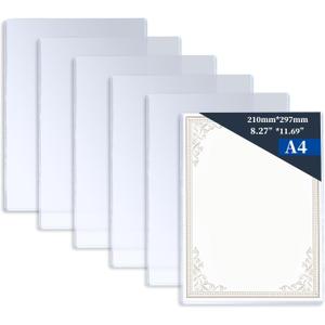 6 Pieces 8.2" x 11.6" A4 Sized Rigid Print Protectors, Clear Hard Plastic Sheet Protectors, Top Loading Plastic Paper Sleeves Cover for Photo Posters Birth Certificates Menu Document Holder (6pcs)